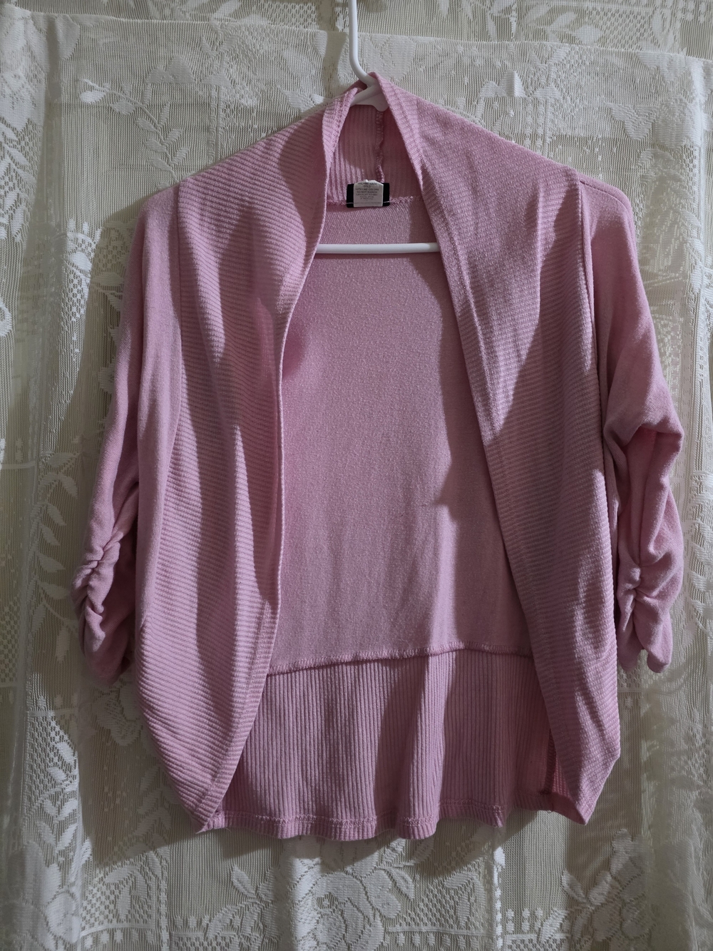 Pink Open-Front Women's Cardigan Sweater